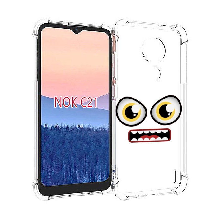 

Чехол MyPads красный злой смайлик для Nokia C21, Прозрачный, Tocco