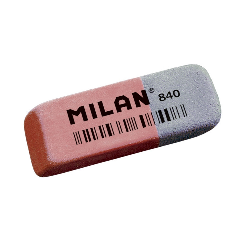 Ластик каучуковый Milan 840 комбинир. для стирания чернил и графита, (8шт.)