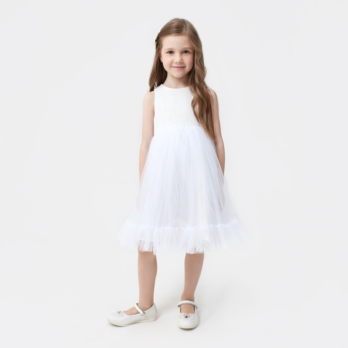 

Платье для девочки MINAKU: PartyDress цвет белый, рост 128, 000719379
