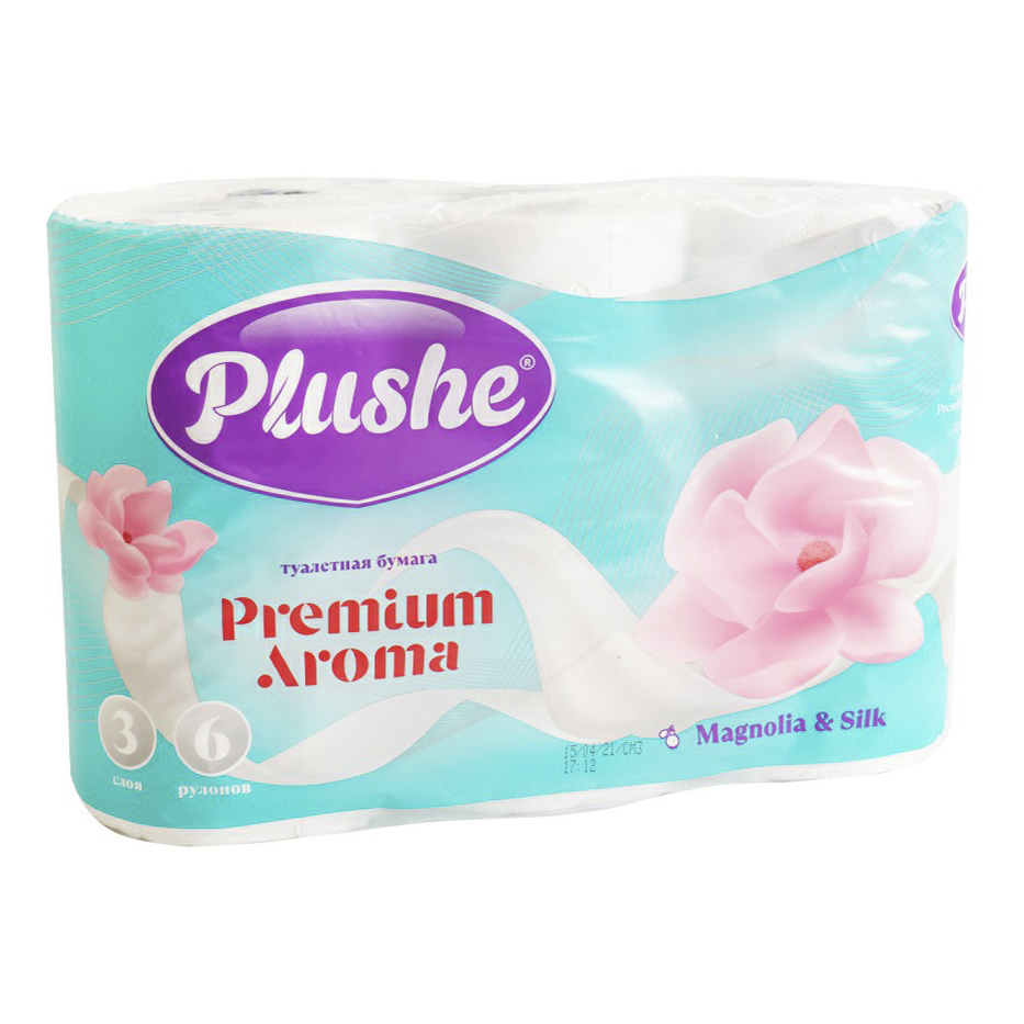 

Туалетная бумага Plushe Premium aroma трехслойная 6 рулонов, Белый