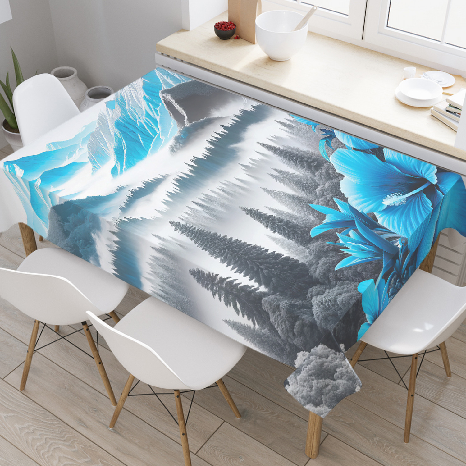 

Скатерть JoyArty Горные цветы 180х145, tcox_sd1010_180x145, Голубой