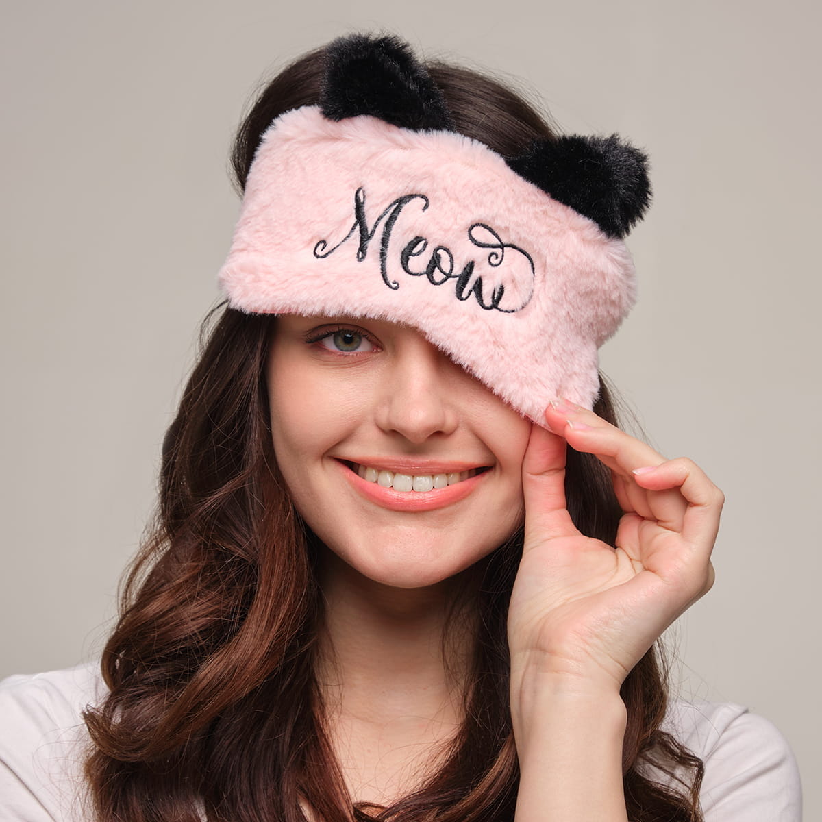 

Маска для сна женская Arya Home Meow розовый, Meow