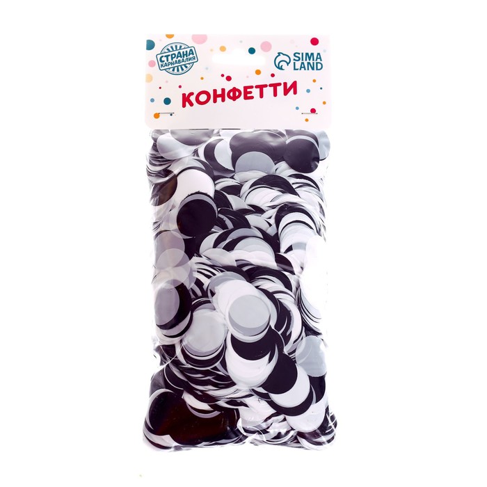 

Конфетти для декора, глянцевый, диаметр 2 см, 200 гр, цвет белый с черным