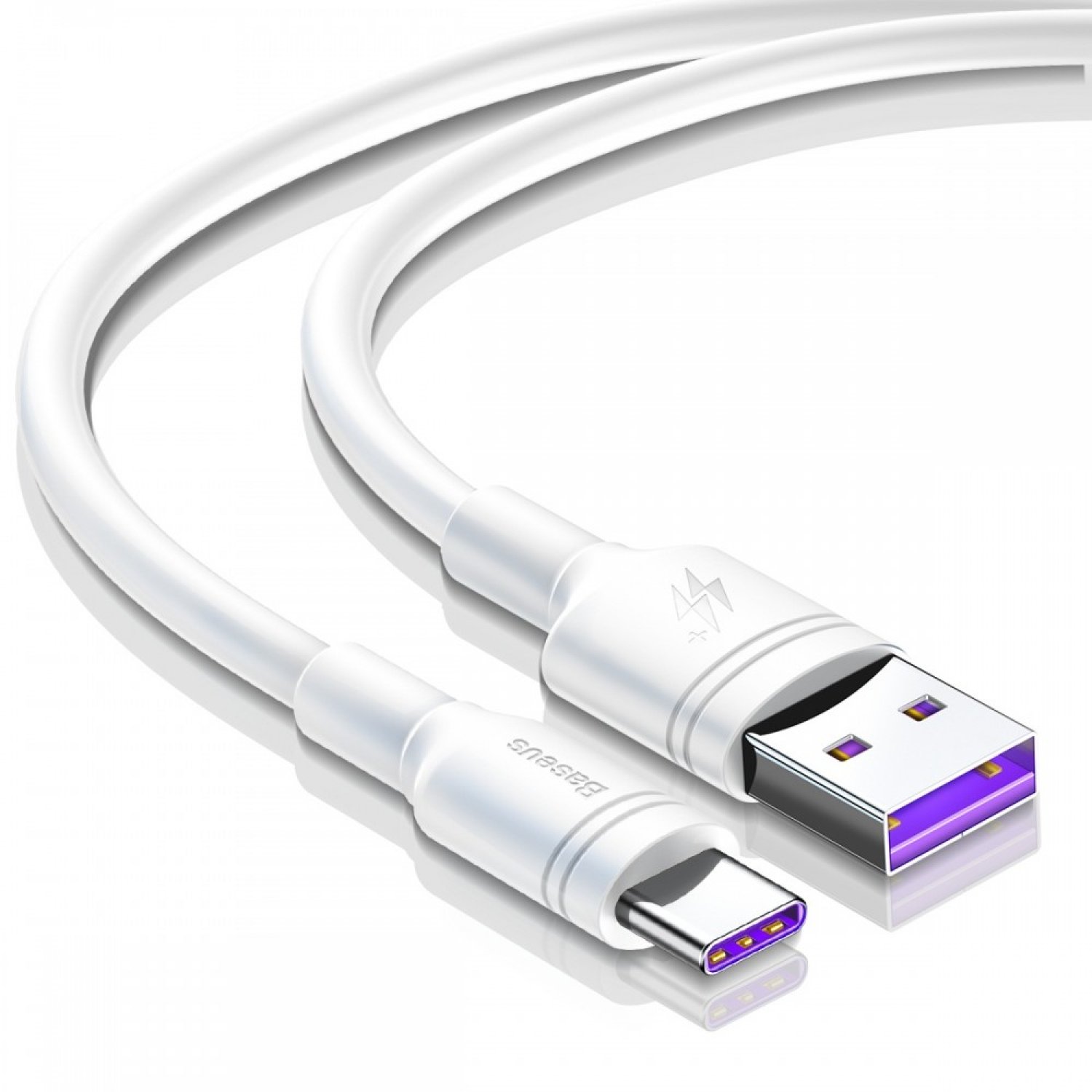 фото Кабель usb-type-c baseus double-ring white 2m 5a