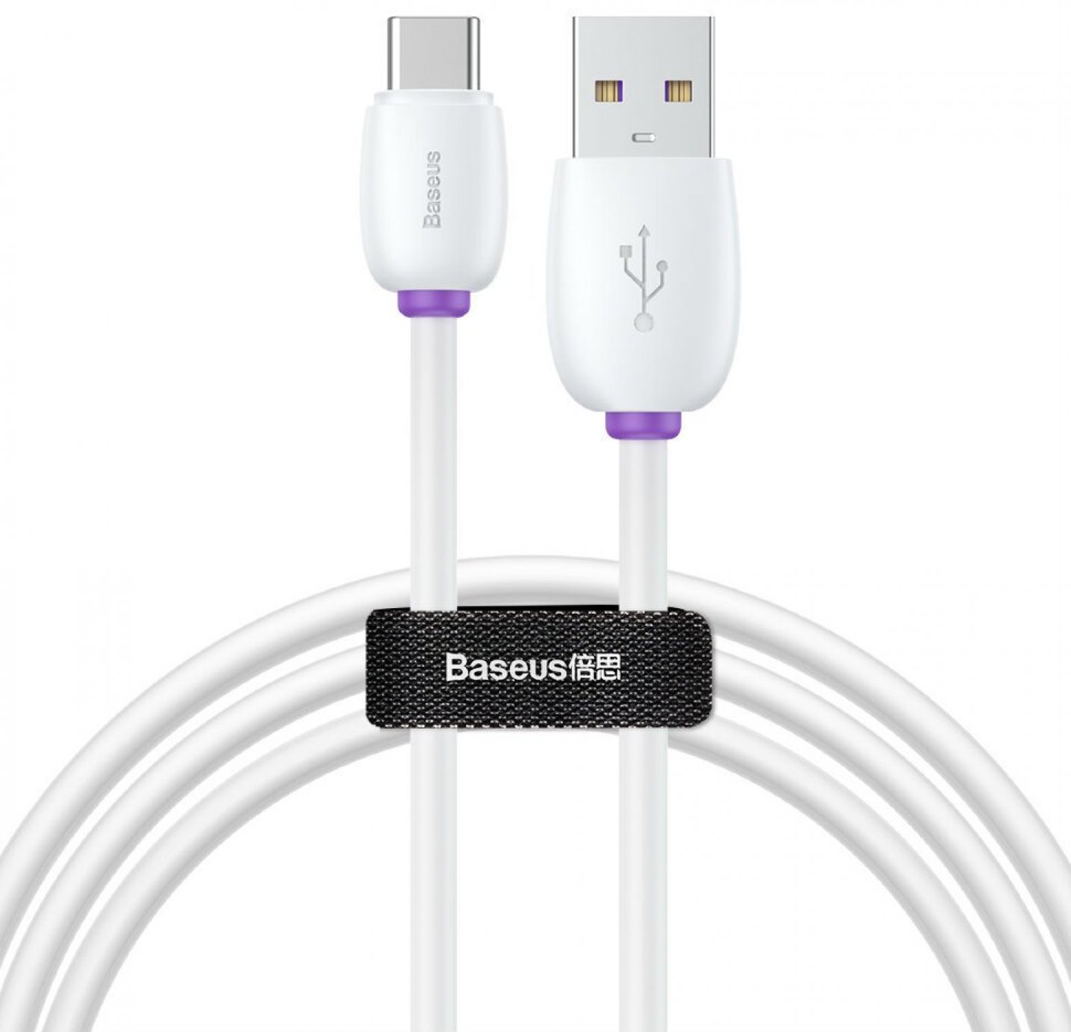 фото Кабель usb-type-c baseus purple ring white 1m 5a