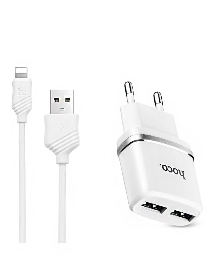 

Зарядное устройство Hoco C12 2USB 2.4A + кабель Lightning
