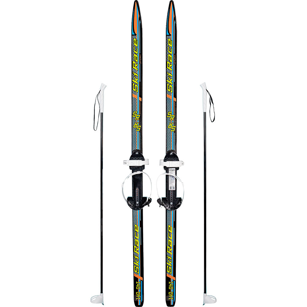 Лыжи подростковые Ski Race с палками, чёрный (140/105)