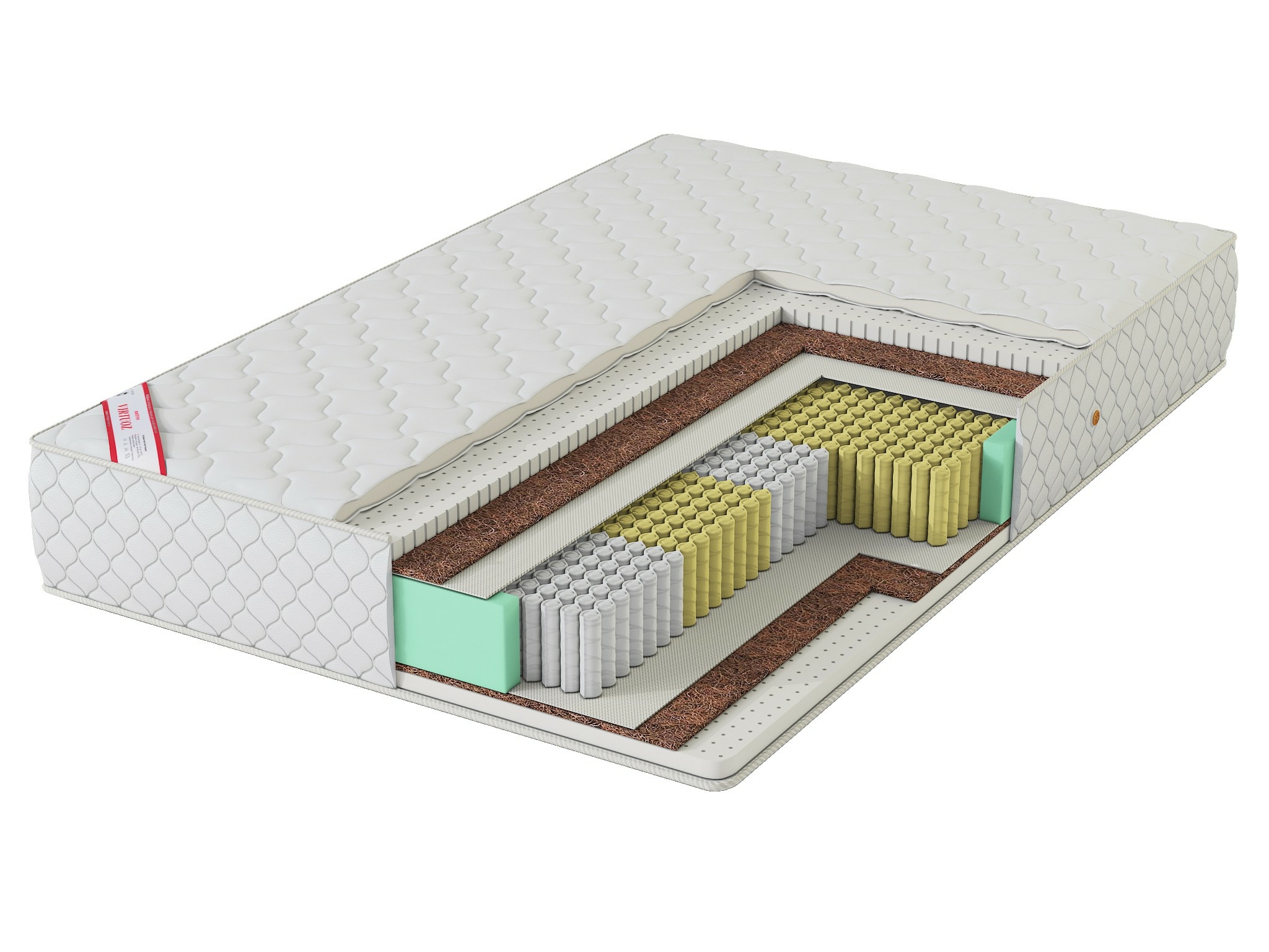 

Матрас анатомический пружинный Virtuoz Грация 200х200х24, Белый, Грация