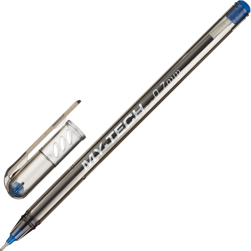 Ручка шариковая My Tech с игольчатым наконечником неавт 0,7мм синий, (10шт.)