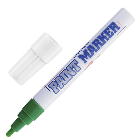 Маркер-краска лаковый (paint marker) MUNHWA, 4 мм, ЗЕЛЕНЫЙ, нитро-основа, алюминиевый ко