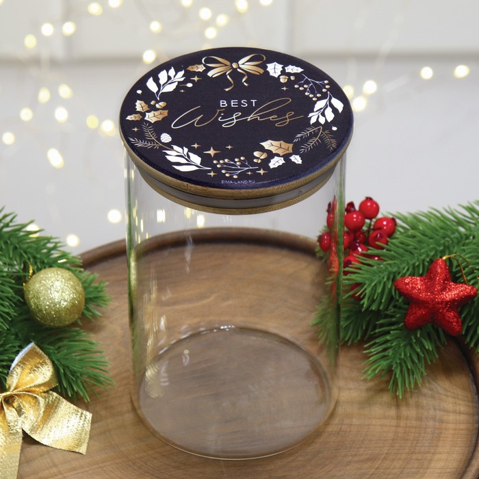

Банка для хранения «Best wishes. Время чудес», 950 мл, Прозрачный;черный