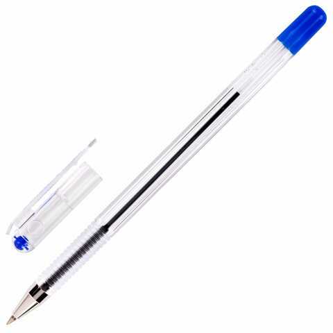 Ручка шариковая масляная MUNHWA Option, СИНЯЯ, узел 0,5 мм, линия 0,3 мм, OP-02, (12шт.)