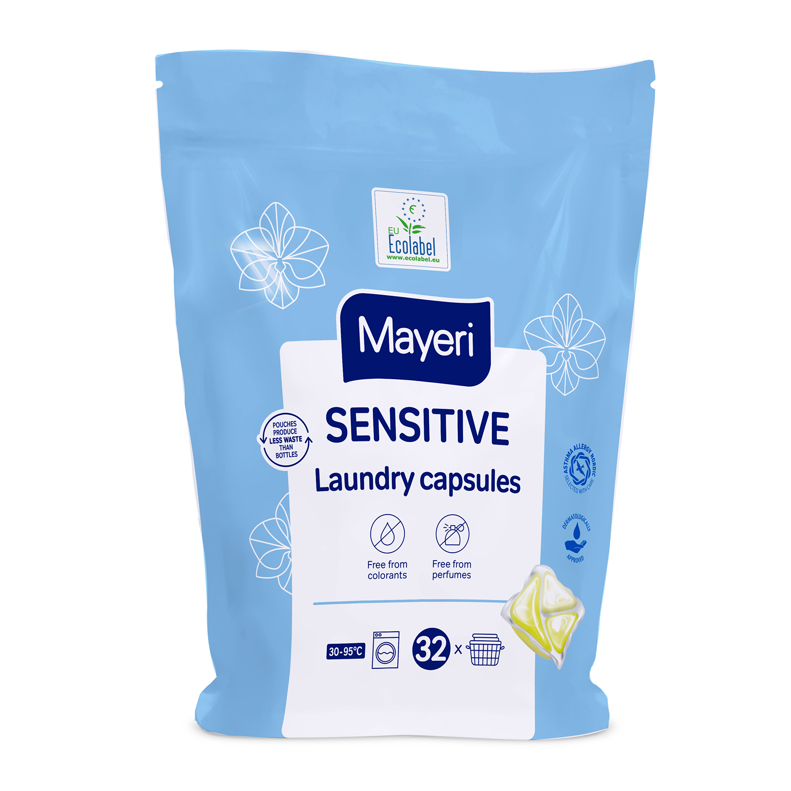 фото Капсулы для стирки белья mayeri sensitive 32 шт