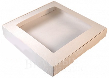 

Упаковка для пряников 30x30x4,5 см. Белая с прозр. крышкой, Белый