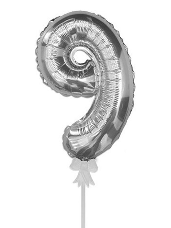 Шар самонадувающийся Мини-цифра, 9 (Цв: Серебряный ) шар фольгированный 14 мини привидение