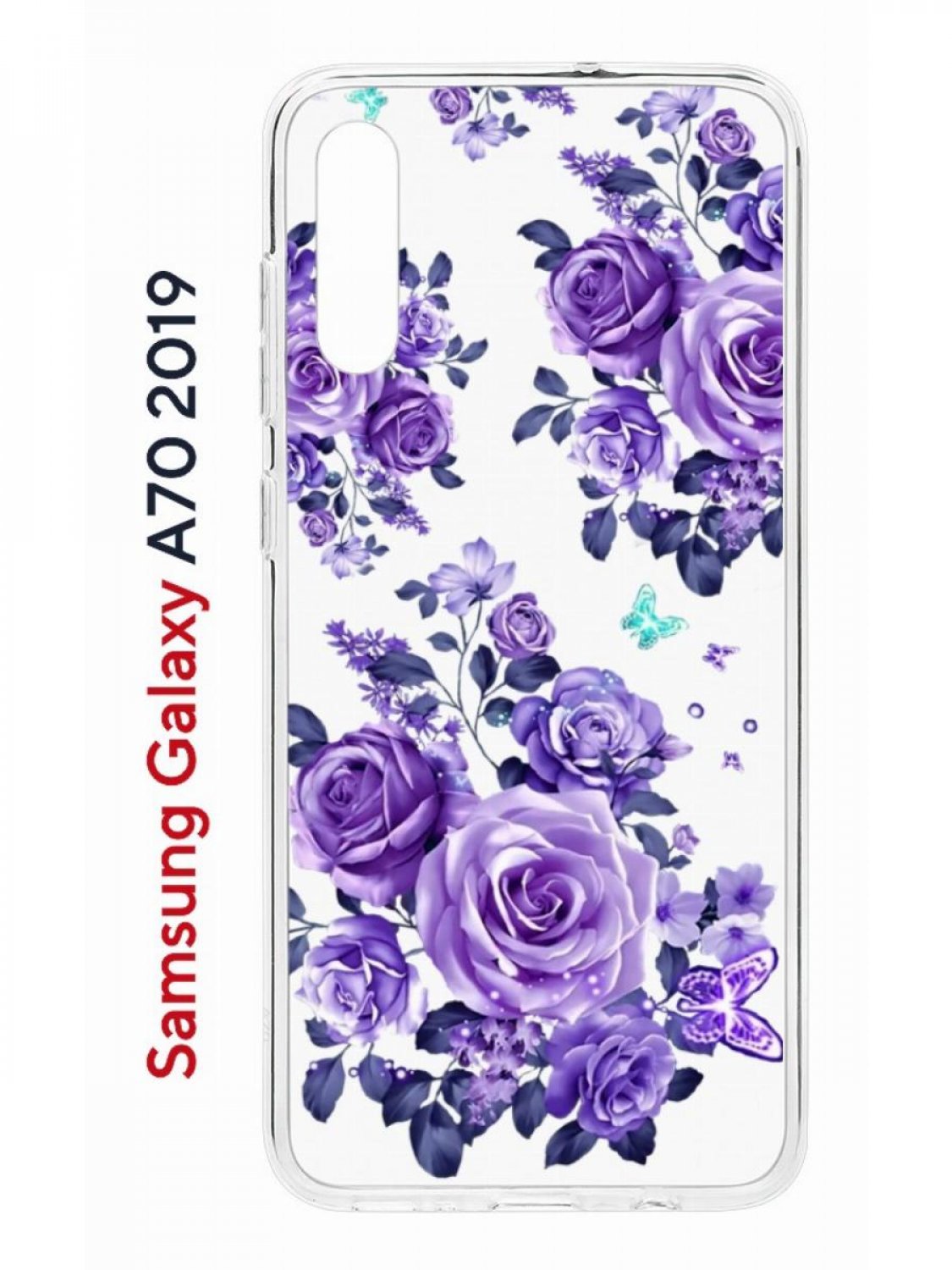 Чехол на Samsung Galaxy A70 Kruche Print Roses,противоударный силиконовый бампер с принтом