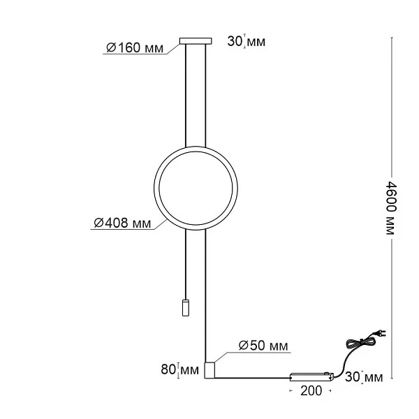 Светильник LeDron Ring AP1-S BK 18180₽