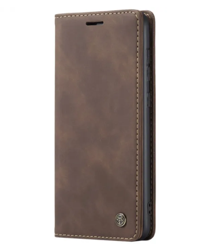 

Кожаный чехол книжка Alcantara Book из Premium экокожи для iPhone 13 Pro Max, Коричневый