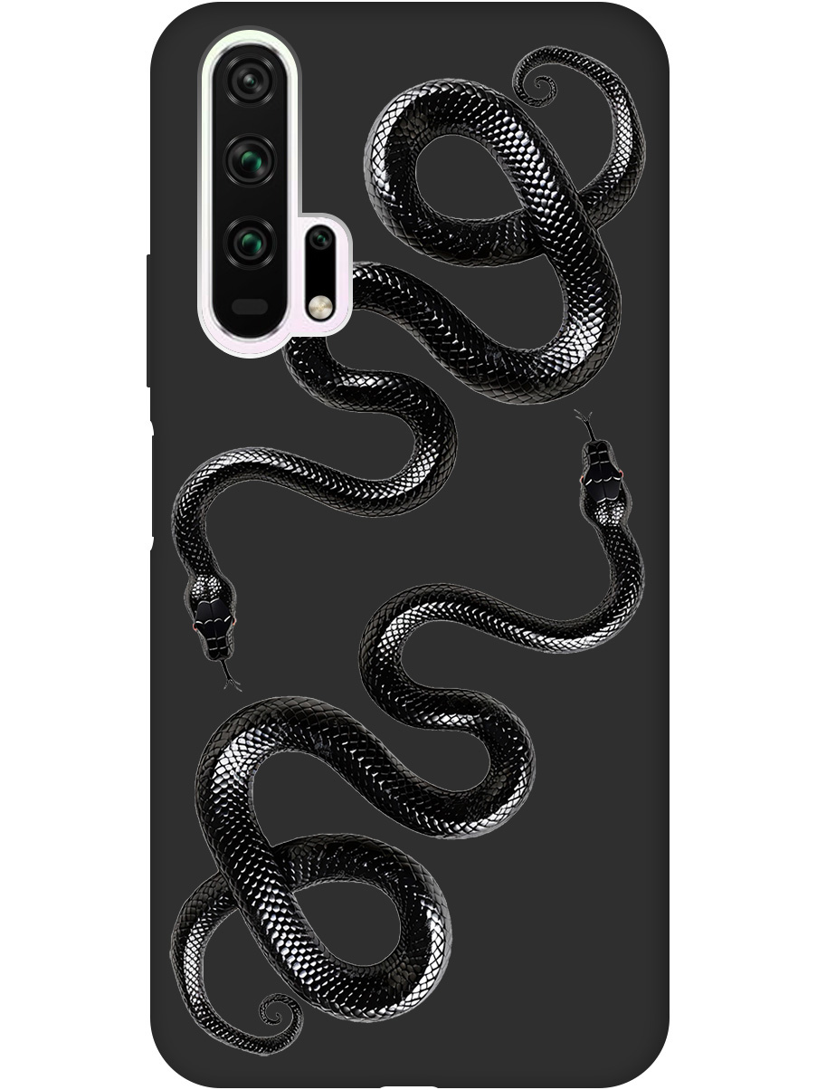 

Силиконовый чехол на Honor 20 Pro с принтом "Черные мамбы" матовый черный, 721700713