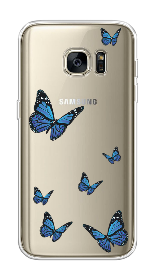 

Чехол на Samsung Galaxy S7 "Blue butterflies", Синий;черный, 24550-1