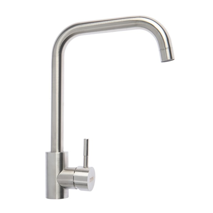 

Смеситель для кухни ZEIN Z2389 высокий излив картридж керамика 40 мм нержав сталь сатин, Серебристый