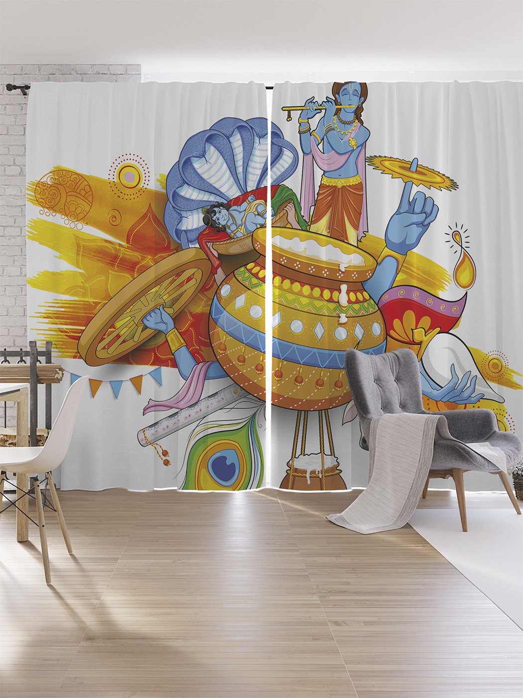 

Шторы под лён JoyArty "Кришна-джанмаштами", серия Oxford DeLux, 340х265 см, Кришна-джанмаштами