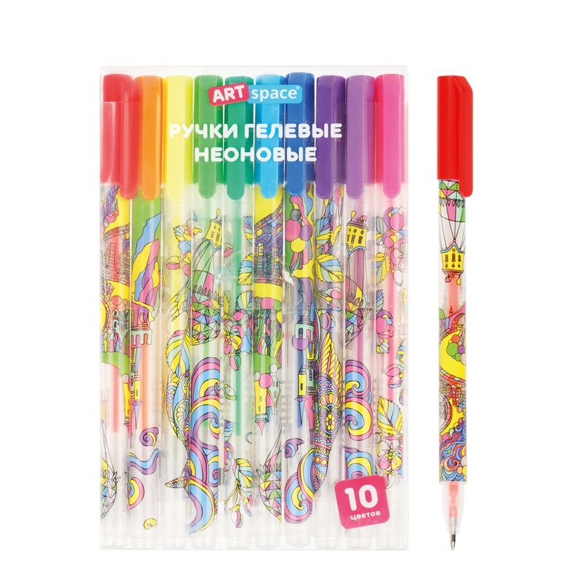 Ручка ArtSpace Wonderland, 10 шт, 10 цветов, 1 мм, неоновые, бокс