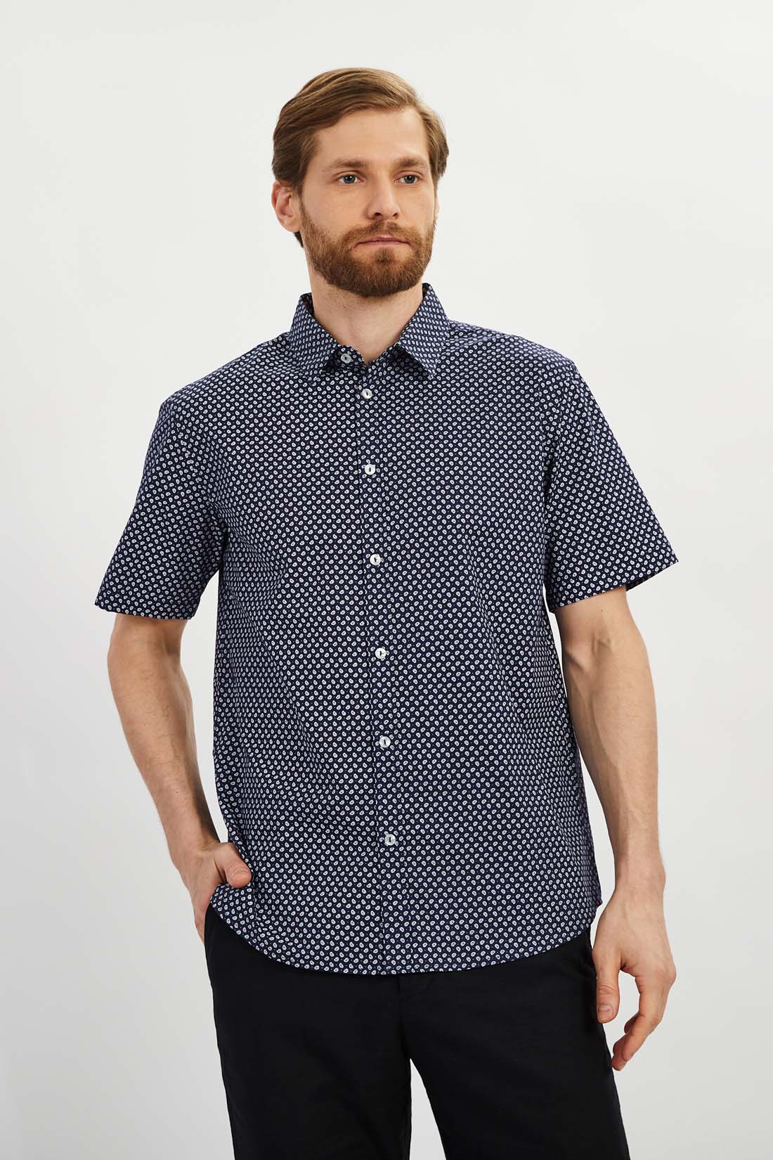 

Рубашка мужская Baon B6822003 синяя 3XL, B6822003