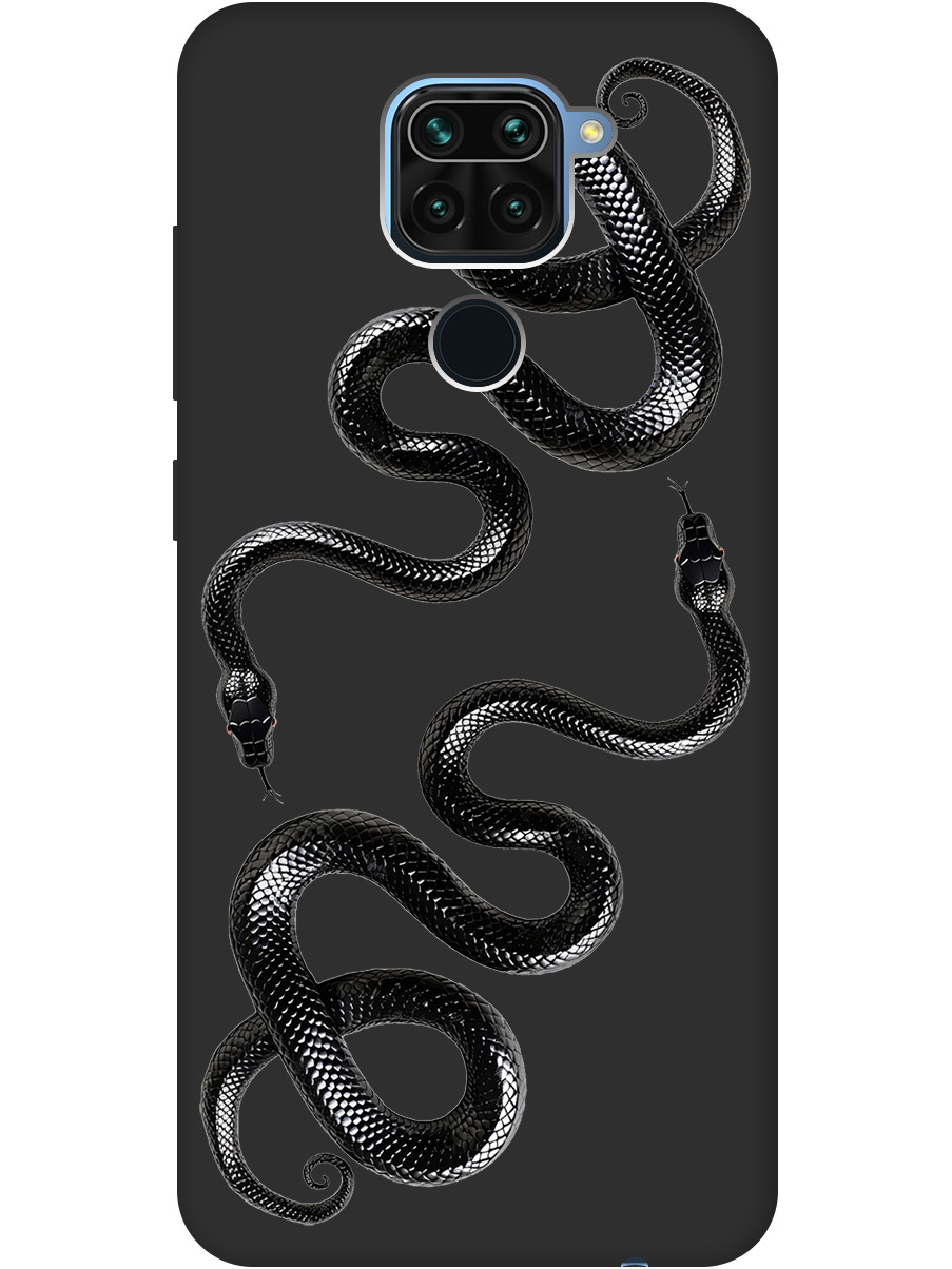 

Силиконовый чехол на Xiaomi Redmi Note 9 с принтом "Черные мамбы" матовый черный, 723101313
