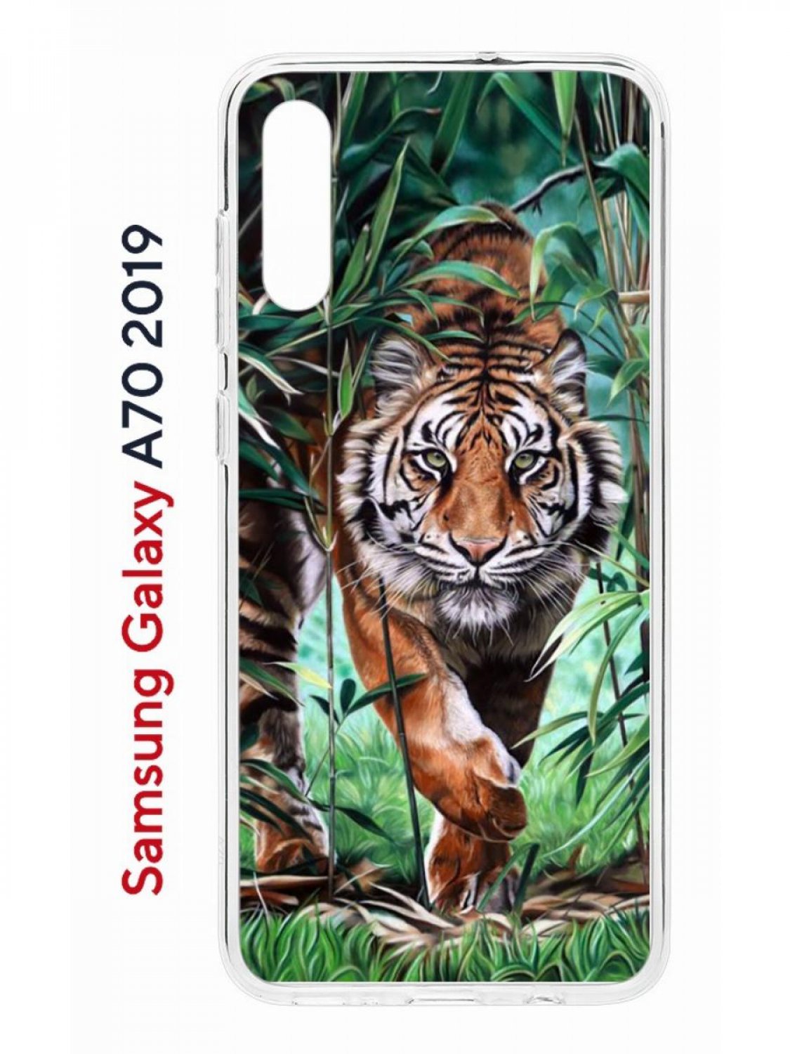 фото Чехол на samsung galaxy a70 kruche print крадущийся тигр,противоударный силиконовый бампер кruче