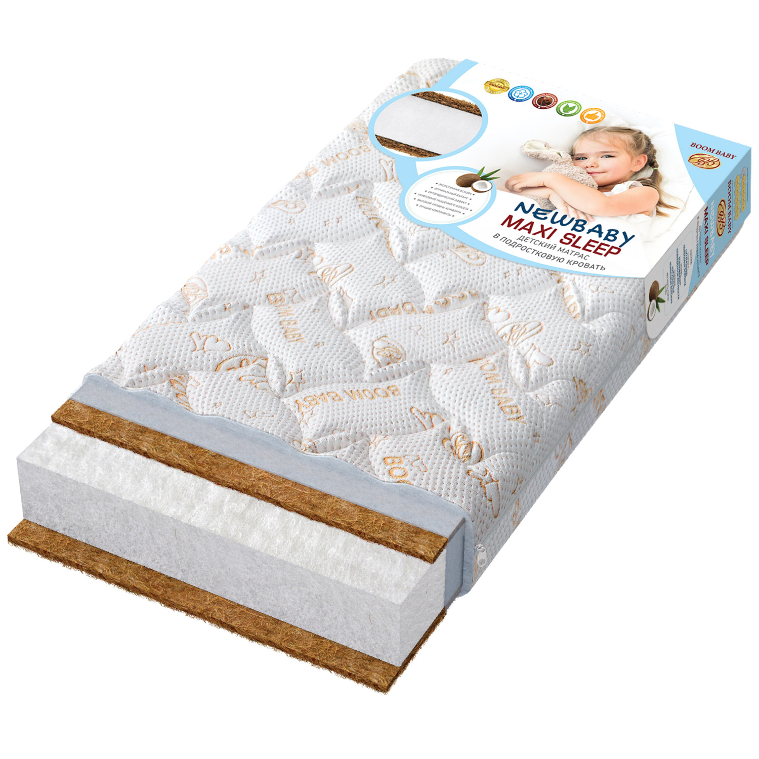 

Матрас Boom Baby Maxi Sleep подростковый 160 х 70, белый