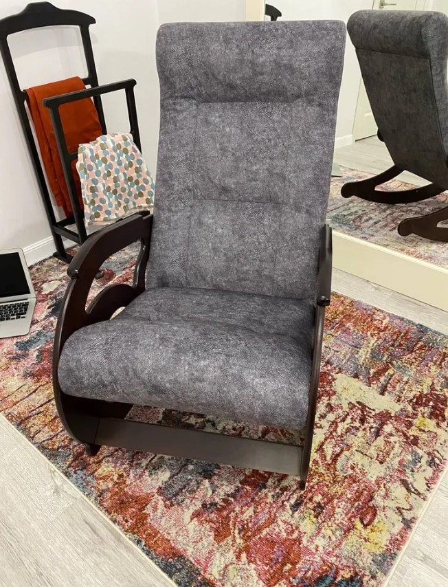 Кресло-качалка Спа-Комфорт Уют темно-серый меридиан 996/орех 56х94х95 см