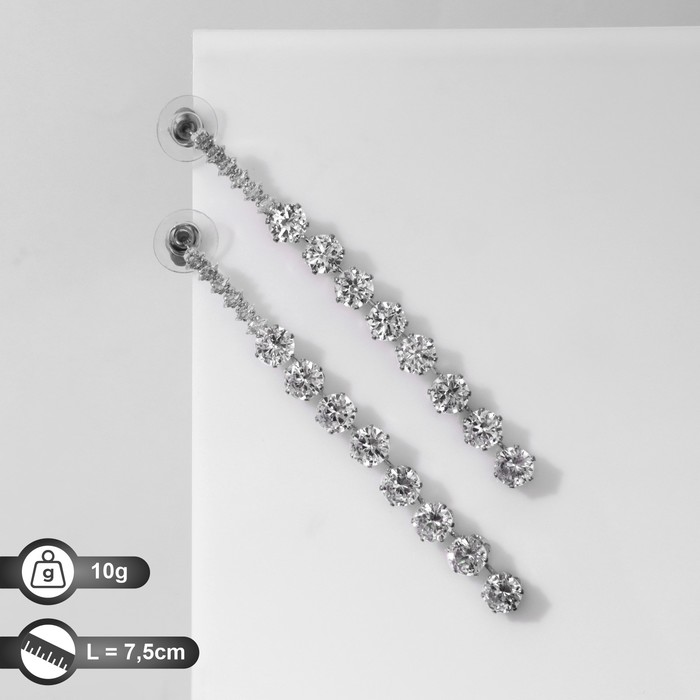 

Серьги подвески из бижутерного сплава Queen fair 9690635, фианит, 9690635