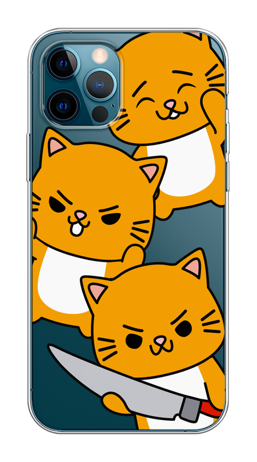 

Чехол Homey на Apple iPhone 12 "Опасные котики", Оранжевый;серый;белый, 12550-1