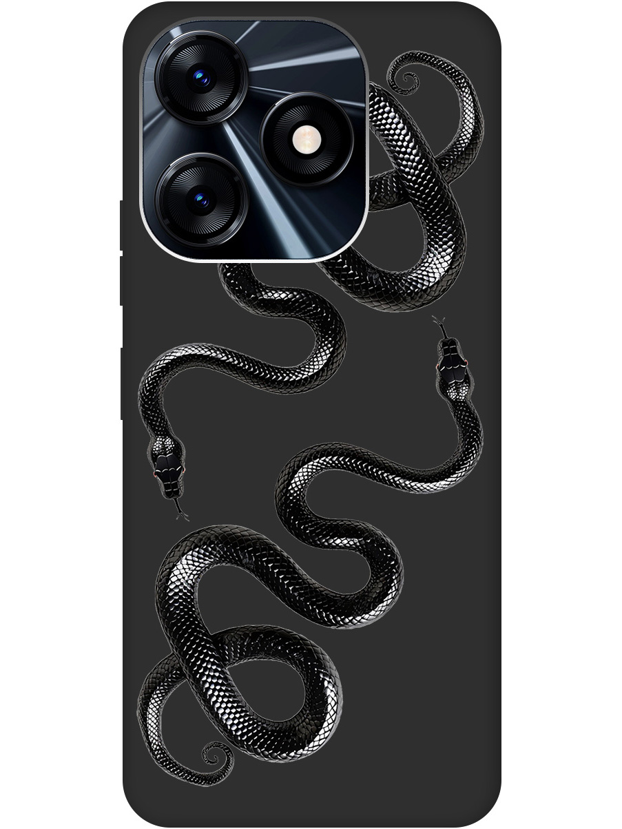 

Силиконовый чехол на Tecno Spark 10 / 10C с принтом "Черные мамбы" матовый черный, 769297813