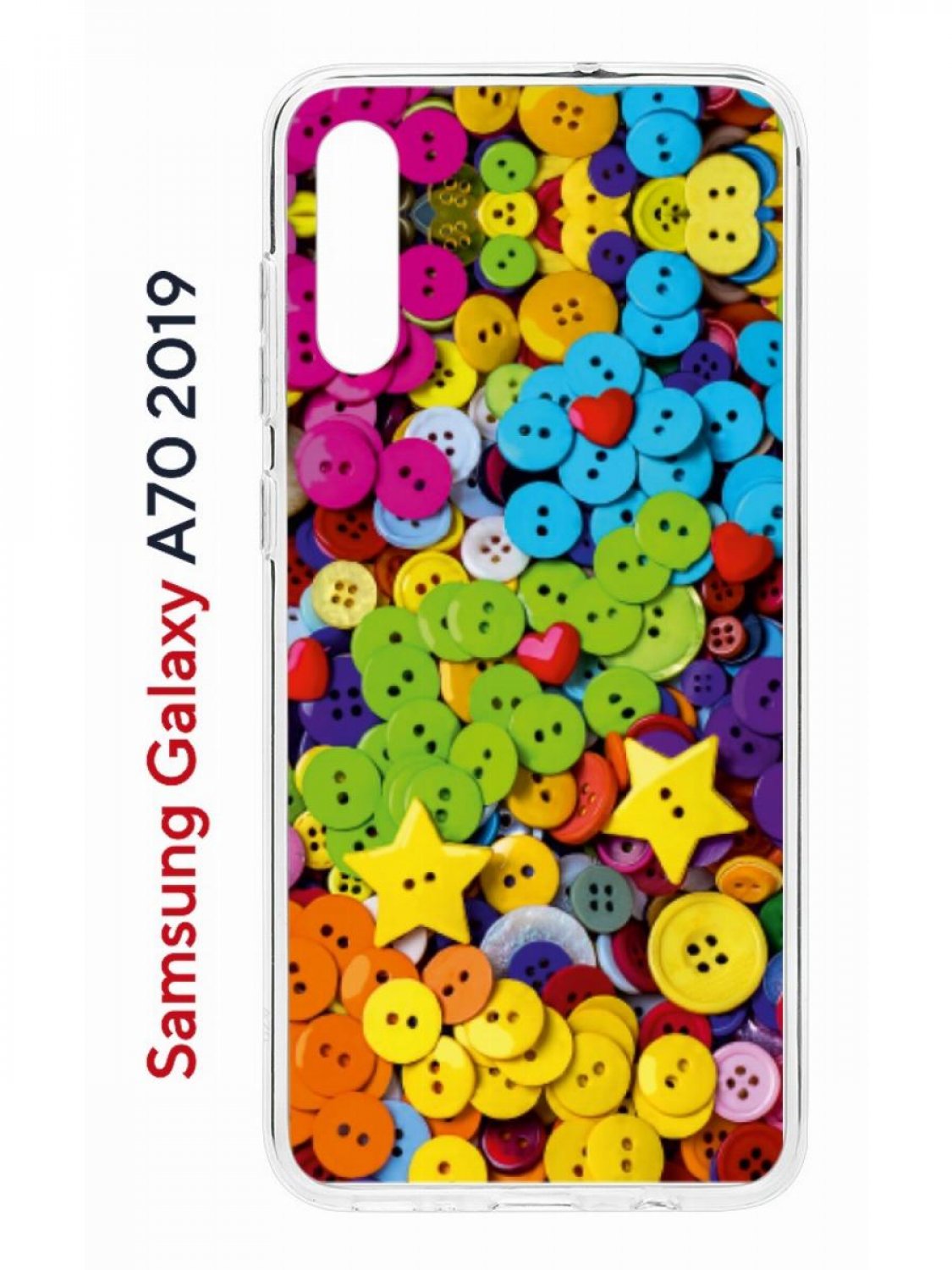 Чехол на Samsung Galaxy A70 Kruche Print Пуговки,противоударный силиконовый бампер