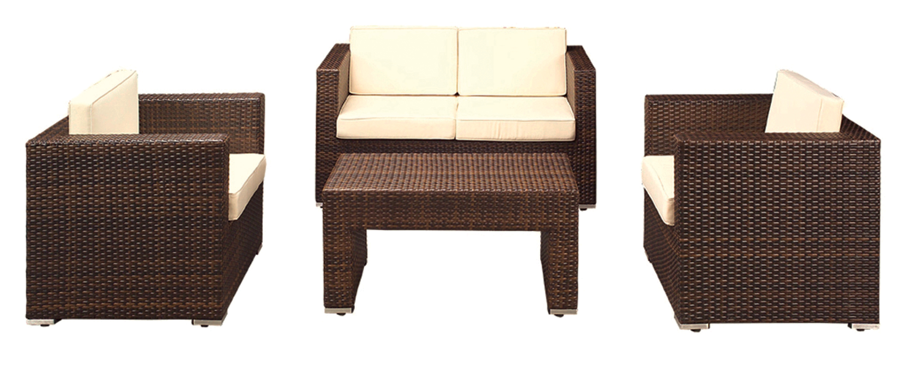 Мини набор Konway KN-4410_lederlook диван, 2 кресла, стол, оплетка из ротанга
