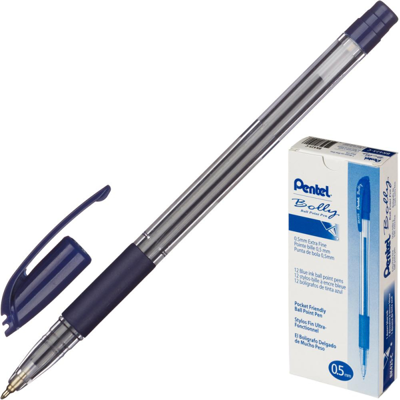 Ручка шариковая PENTEL Bolly BK425-C резин.манжет.,синий 0,5мм, (5шт.)