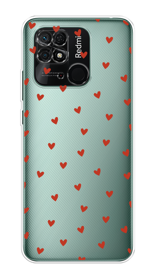 

Чехол Homey на Xiaomi Redmi 10C "Red hearts", Красный;прозрачный, 313450-1