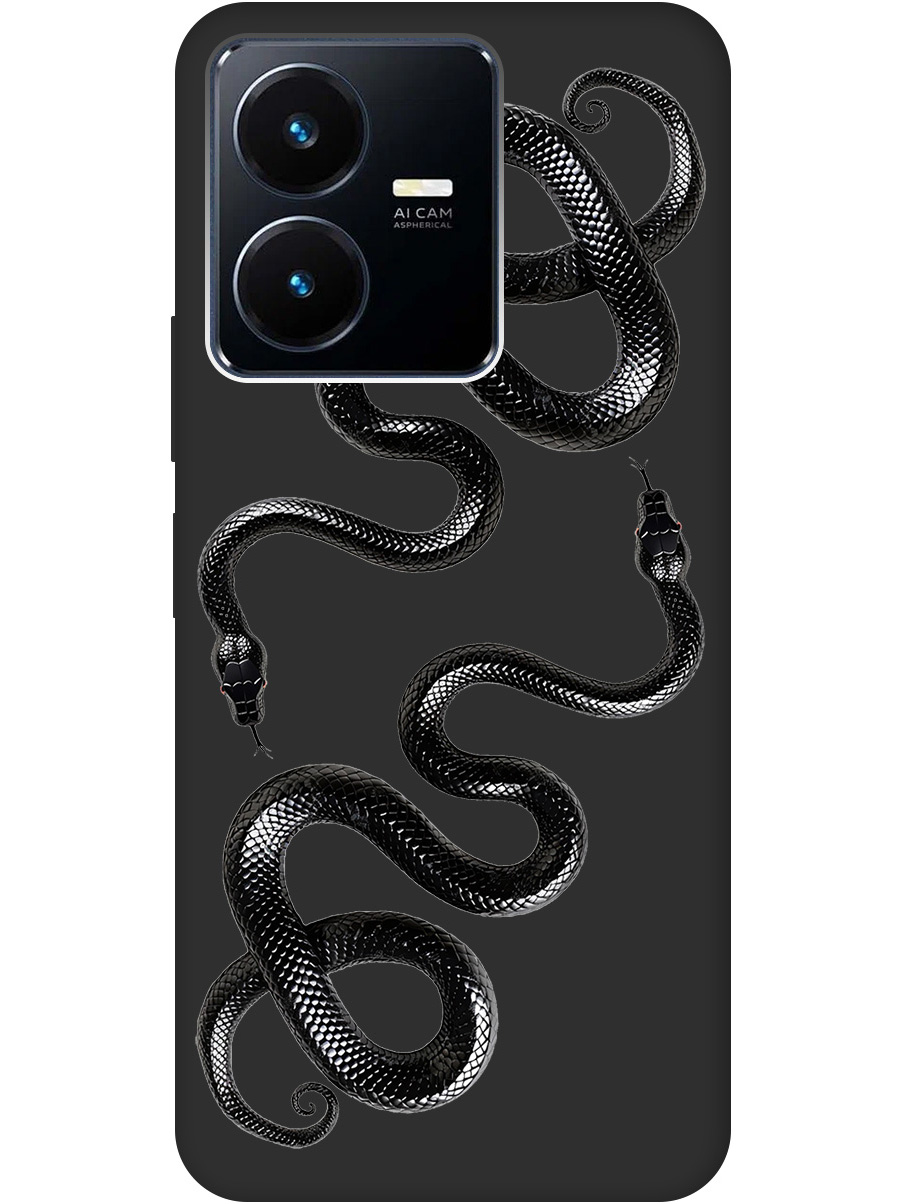 

Силиконовый чехол на Vivo Y22 с принтом "Черные мамбы" матовый черный, 766400613