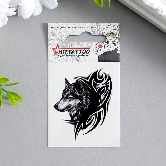 

Татуировка на тело Hit Tattoo Волк, переводная 5,3х6,3 см, Черный