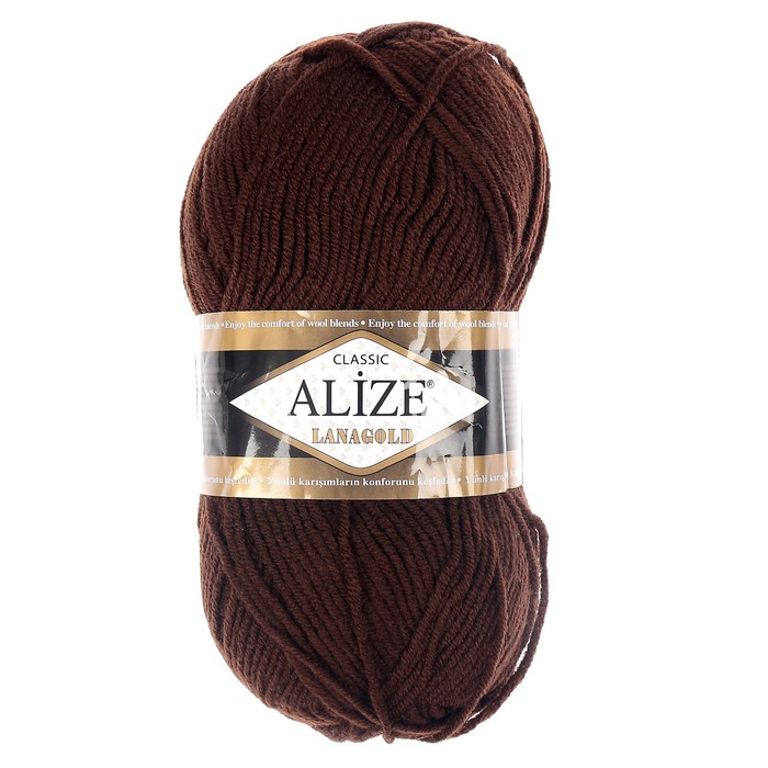 

Пряжа ALIZE "Lanagold", 51% акрил, 49% шерсть, 240 мх100 г, 26 коричневая, Коричневый
