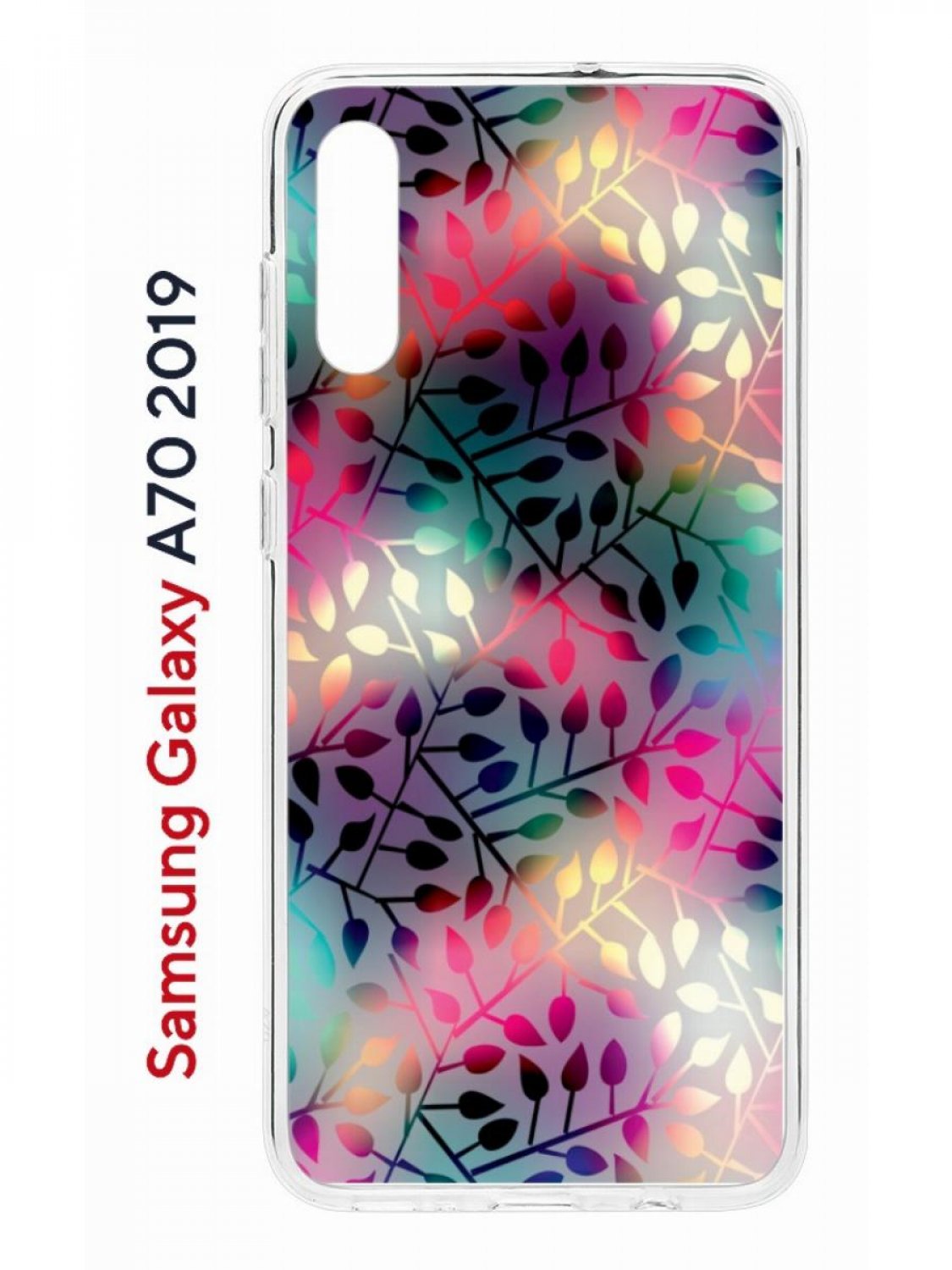 Чехол на Samsung Galaxy A70 Kruche Print Цветные листья,противоударный силиконовый бампер
