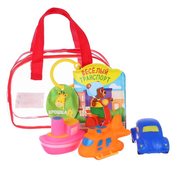 

Игрушки для ванной Крошка Я "Транспорт", книжка, 3 шт, ПВХ, в сумке, Розовый;оранжевый;синий