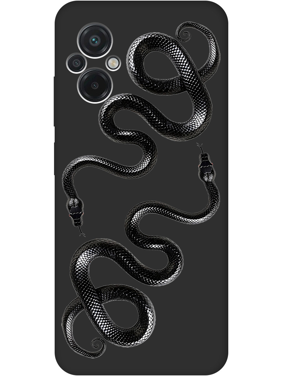 

Силиконовый чехол на Xiaomi Poco M5 с принтом "Черные мамбы" матовый черный, 745400913
