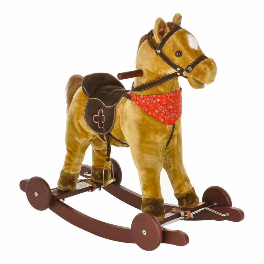 фото Качалка-лошадка "pituso fandango", с колесами, светло-коричневый