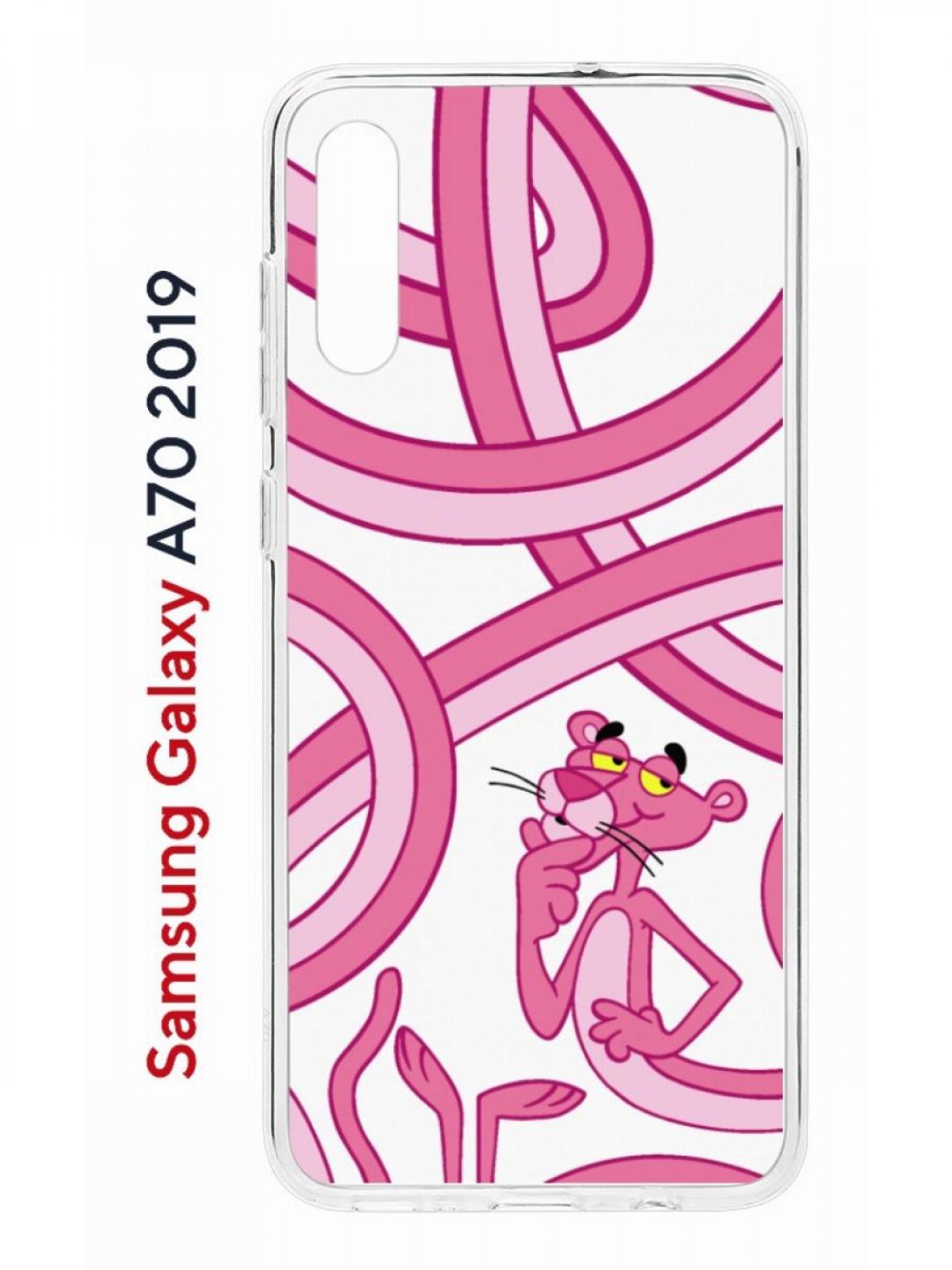Чехол на Samsung Galaxy A70 Kruche Print Розовая Пантера,противоударный силиконовый бампер