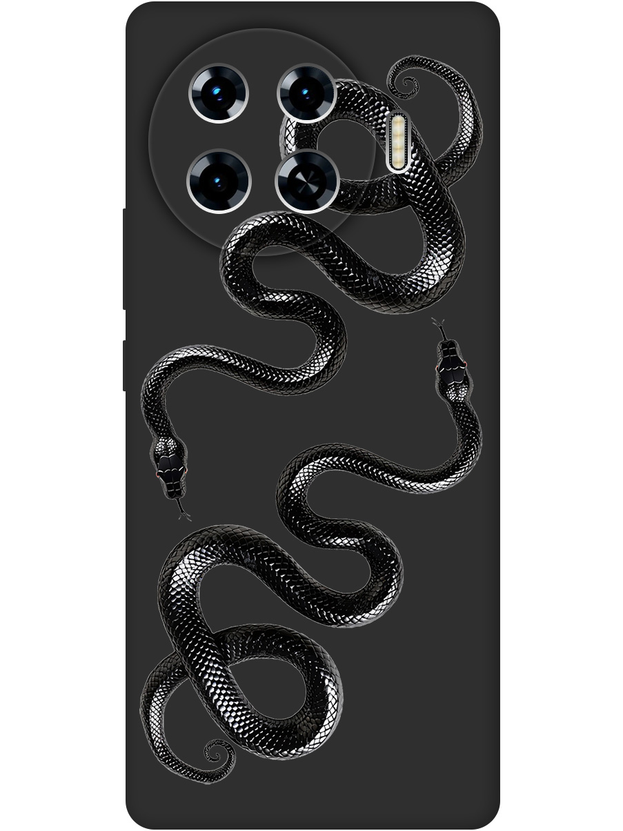 

Силиконовый чехол на Tecno Spark 20 Pro+ с принтом "Черные мамбы" матовый черный, 783985013