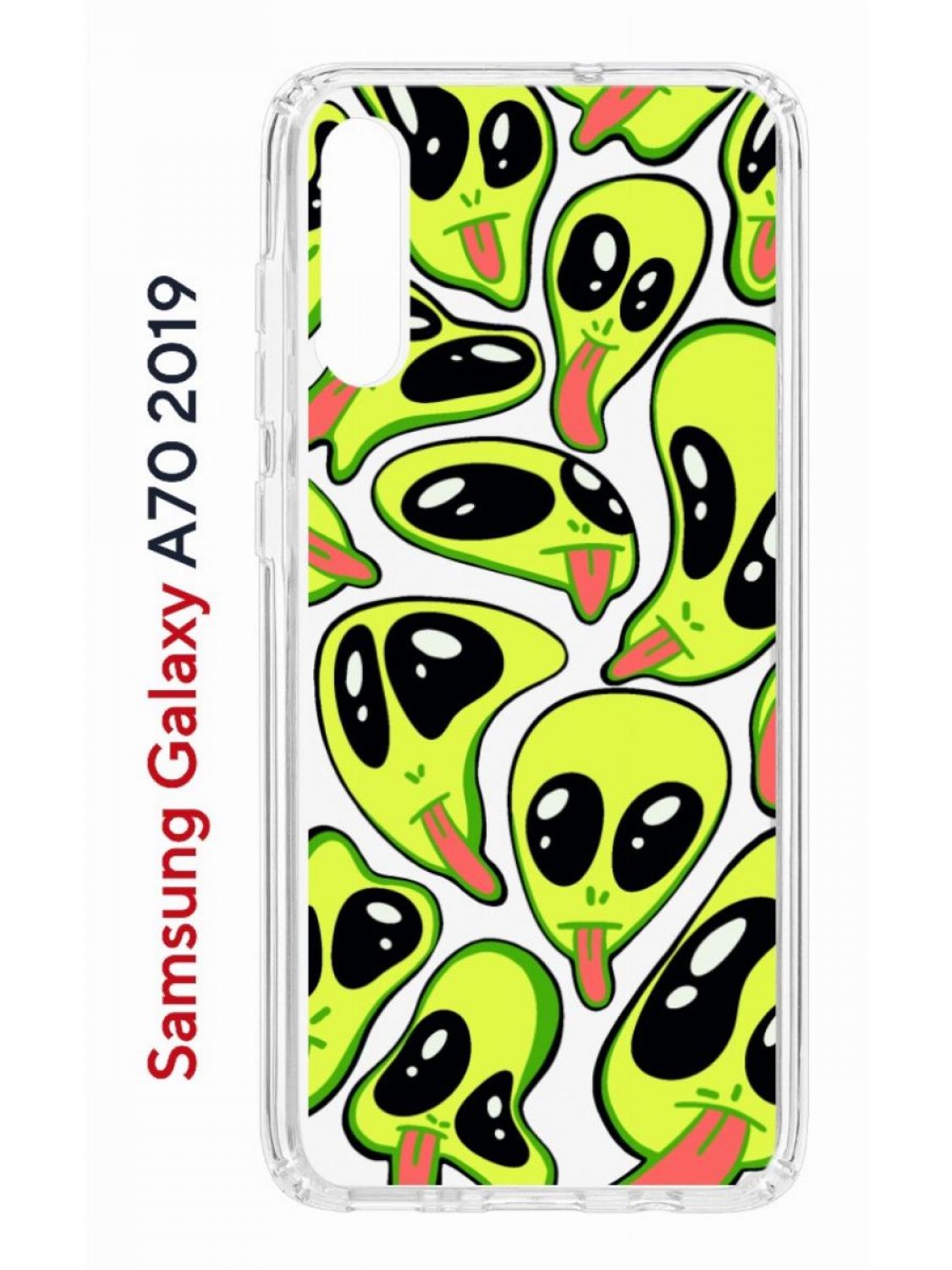 Чехол на Samsung A70 Kruche Print Инопланетянин,противоударный бампер,с защитой камеры