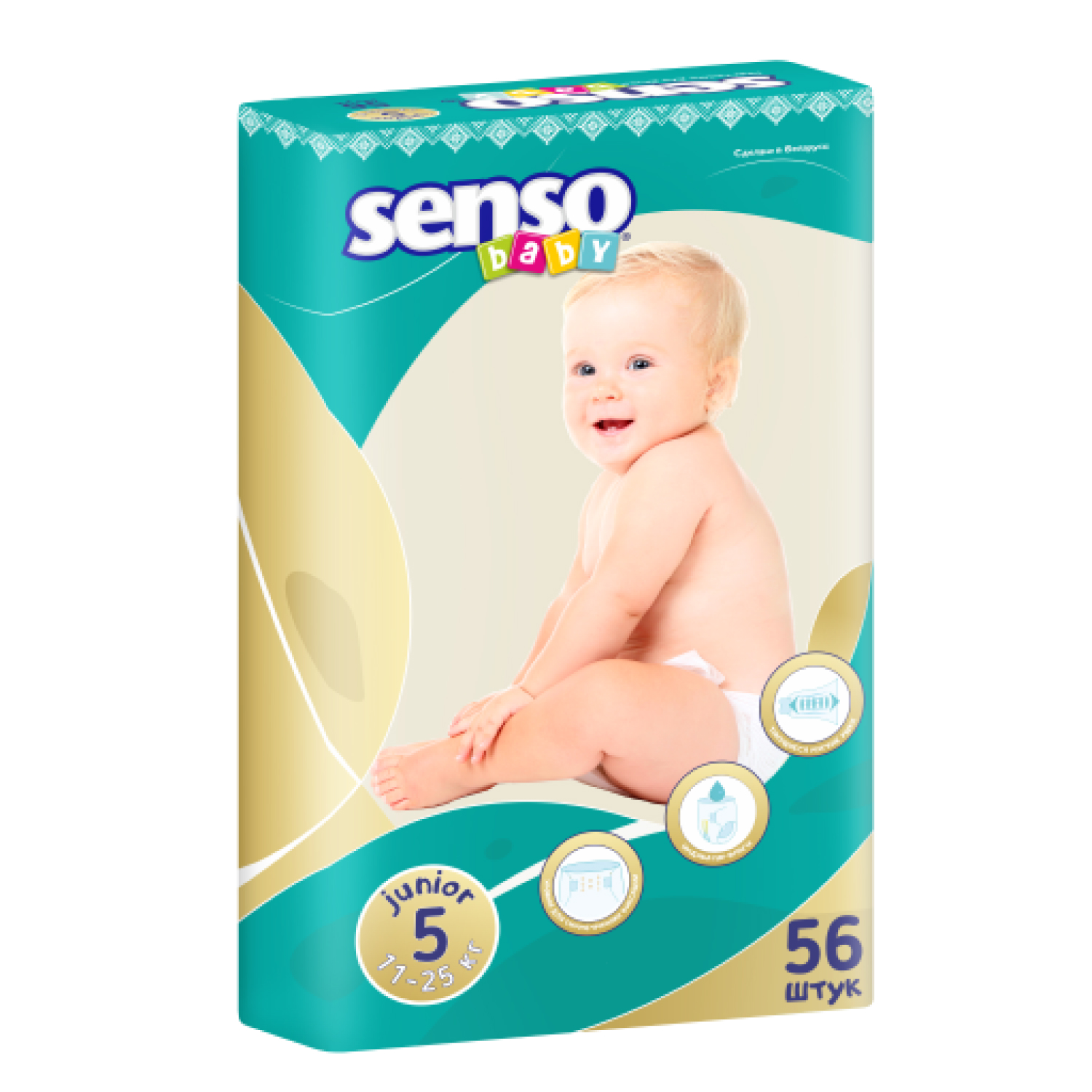 фото Подгузники senso baby, размер 5 junior, 11-25 кг, 56 шт.